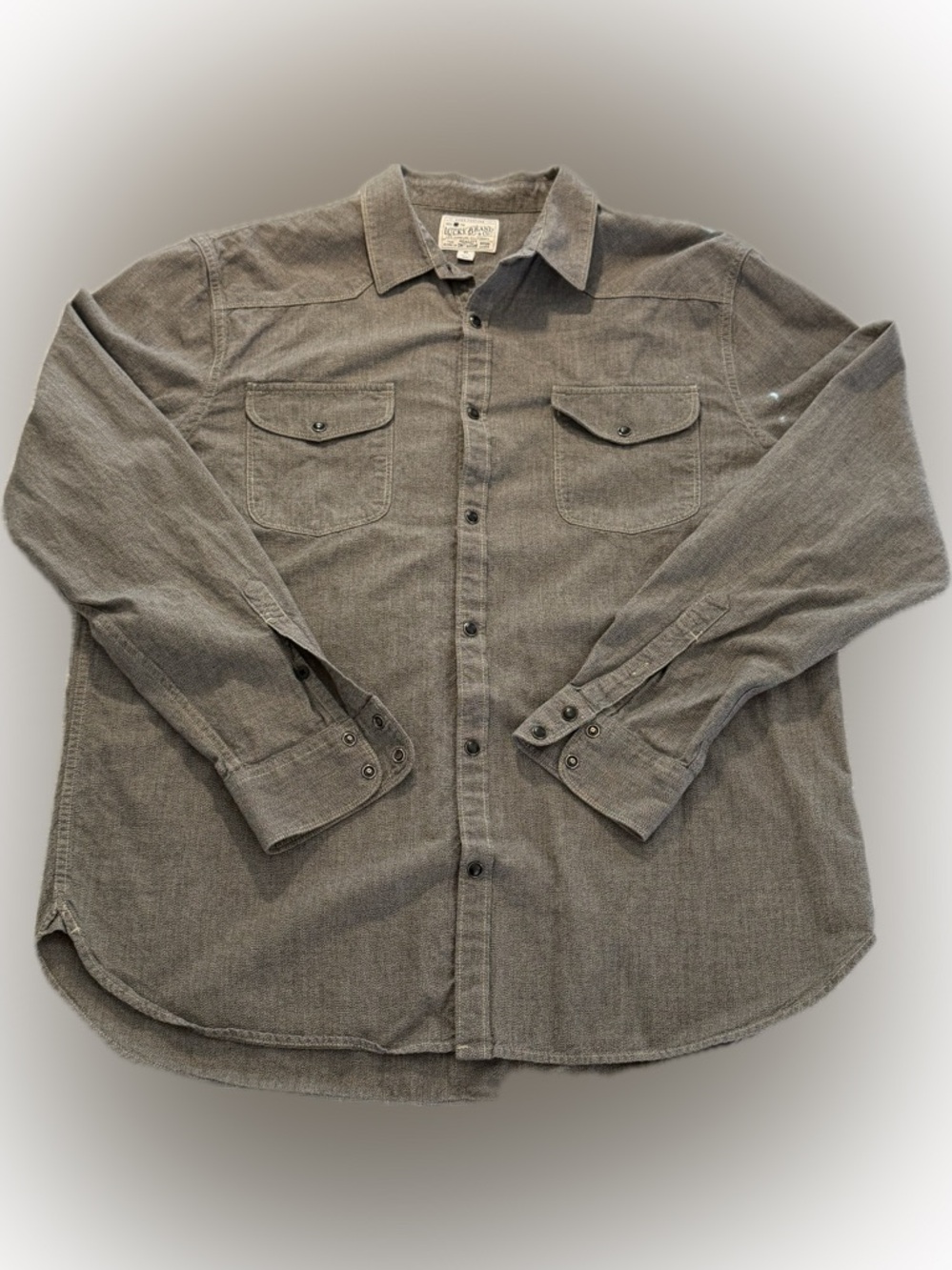 Lucky Brand Snap Button Shirt XL Charcoal Western Workwear